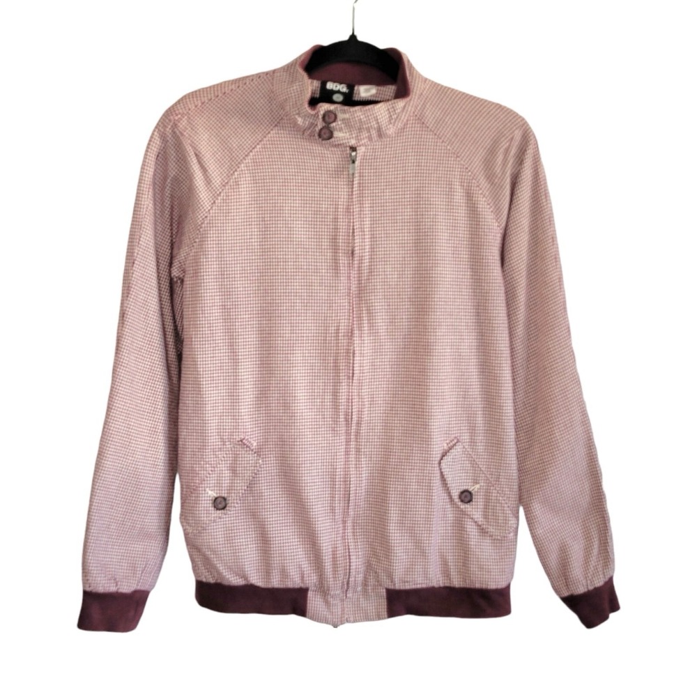 BDG Urban Outfitters Red & White Herringbone Zip-Up Lightweight Jacket Women's S